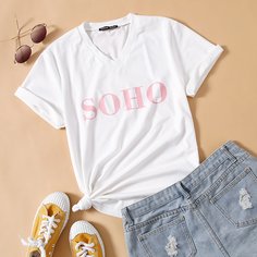 Футболка с текстовым принтом Shein