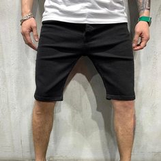 Одноцветный Мужские джинсовые шорты Shein