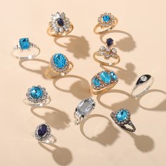 11шт кольцо с драгоценным камнем Shein