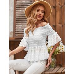 Оборка Одноцветный Бохо Блузы Shein