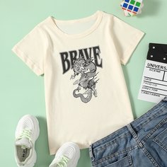 Футболка с принтом "китайский дракон" для мальчиков Shein