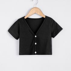 Однотонная футболка для девочек Shein