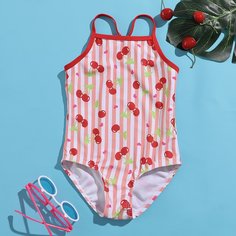 Слитный купальник с узором вишни для девочек Shein