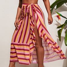 Накидка размера плюс в полоску с узлом Shein