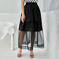 Контрастная сетчатая юбка Shein