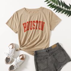 Футболка с короктим рукавом и текстовым принтом Shein