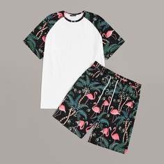 Мужские топ с тропическим принтом и шорты Shein