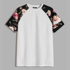 Мужская футболка с цветочным принтом Shein