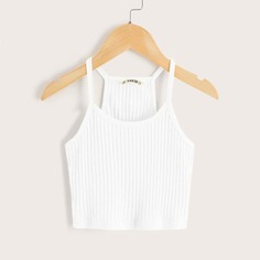 Однотонная вязаная майка для девочек Shein