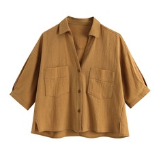 Блузка размера плюс с карманами и разрезом Shein