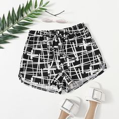 Шорты с принтом и узлом Shein