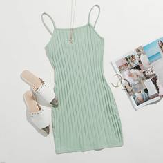 Однотонное облегающее трикотажное платье Shein