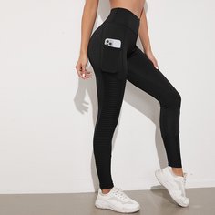 с карманами Одноцветный Спортивные леггинсы Shein
