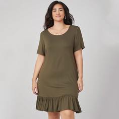 С оборками Одноцветный Повседневный Платья размер плюс Shein