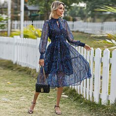 с разрезом Пейсли Бохо Платье Shein