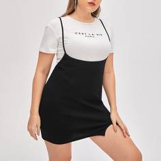 Трикотажное платье размера плюс с разрезом Shein