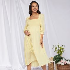 Оборка Одноцветный милый Платья для беременных Shein