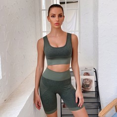 Открытая спина Полосатый Спортивный комплектный костюм Shein