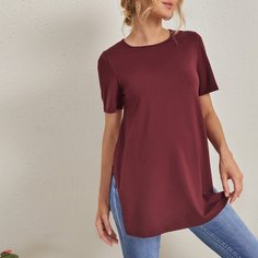 Maternity Однотонная футболка с разрезом Shein