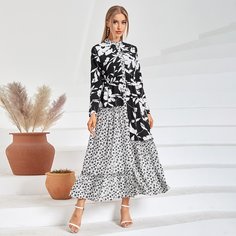 2 в 1 платье-рубашка с цветочным принтом Shein