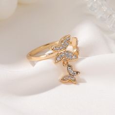 Кольцо с бабочкой и стразами Shein