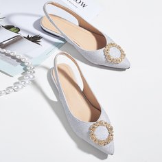 С открытой пяткой со стразами Одноцветный Очаровательный Балетки Shein