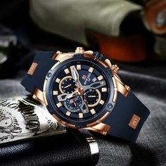 Мужские круглые стрелочные кварцевые часы с силиконовым ремешком Shein