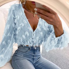 Шифоновая коротка блузка с бахромой Shein