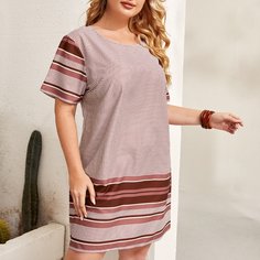 Клетчатый Повседневный Платья размер плюс Shein