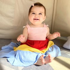с бантом Контрастный цвет Бохо Платья для малышей Shein