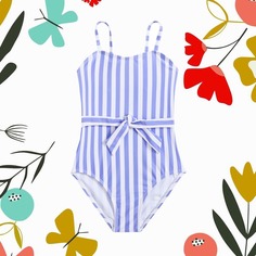 Слитный купальник в полоску для девочек Shein
