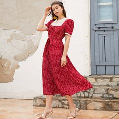 Платье с пышными рукавами и поясом 1шт Shein