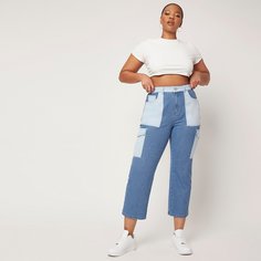 Контрастные джинсы размера плюс с высокой талией Shein