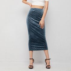 Бархатная юбка-карандаш с узором Shein