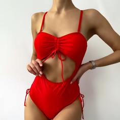 Слитный купальник с разрезом и узлом Shein