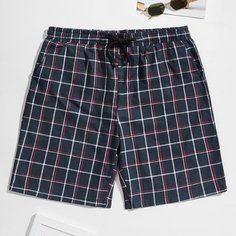 Мужские шорты на кулиске в клетку Shein