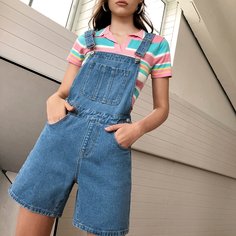 Широкие джинсовые шорты с карманом Shein