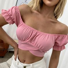 Короткий топ с открытыми плечами Shein