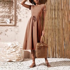 Однотонное платье на кулиске Shein