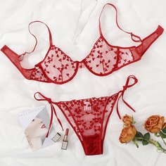 Комплект сетчатого нижнего белья размера плюс на косточках Shein