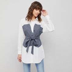 2 в 1 блузка с поясом Shein