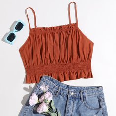С оборками Одноцветный Бохо Размера плюс жилет Shein