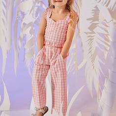 Брюки и майка в клетку для девочек Shein