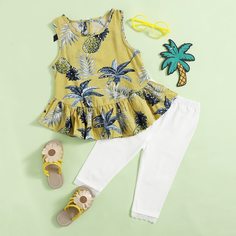 Майка с ананасовым принтом и леггинсы для девочек Shein