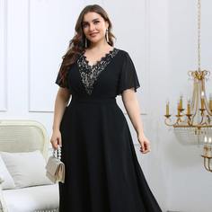 Контрастные кружева Одноцветный Очаровательный Платья размер плюс Shein