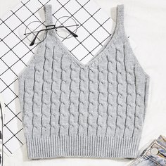 Короткий вязаный топ Shein