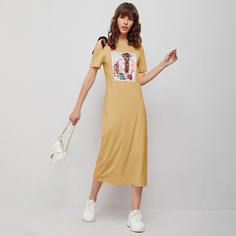 Асимметричное платье с узлом Shein