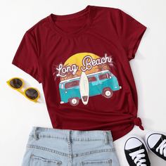 буква Повседневный Футболки Shein