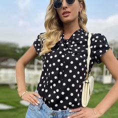 В горошёк Элегантный Блузы Shein