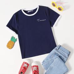 Футболка с текстовым принтом для девочек Shein